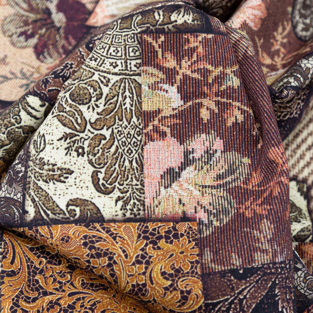 French Roast, Winter Twig and Castle Wall Patchwork Floral and Lace Printed Stretch Cotton Twill - Joann Fabrics