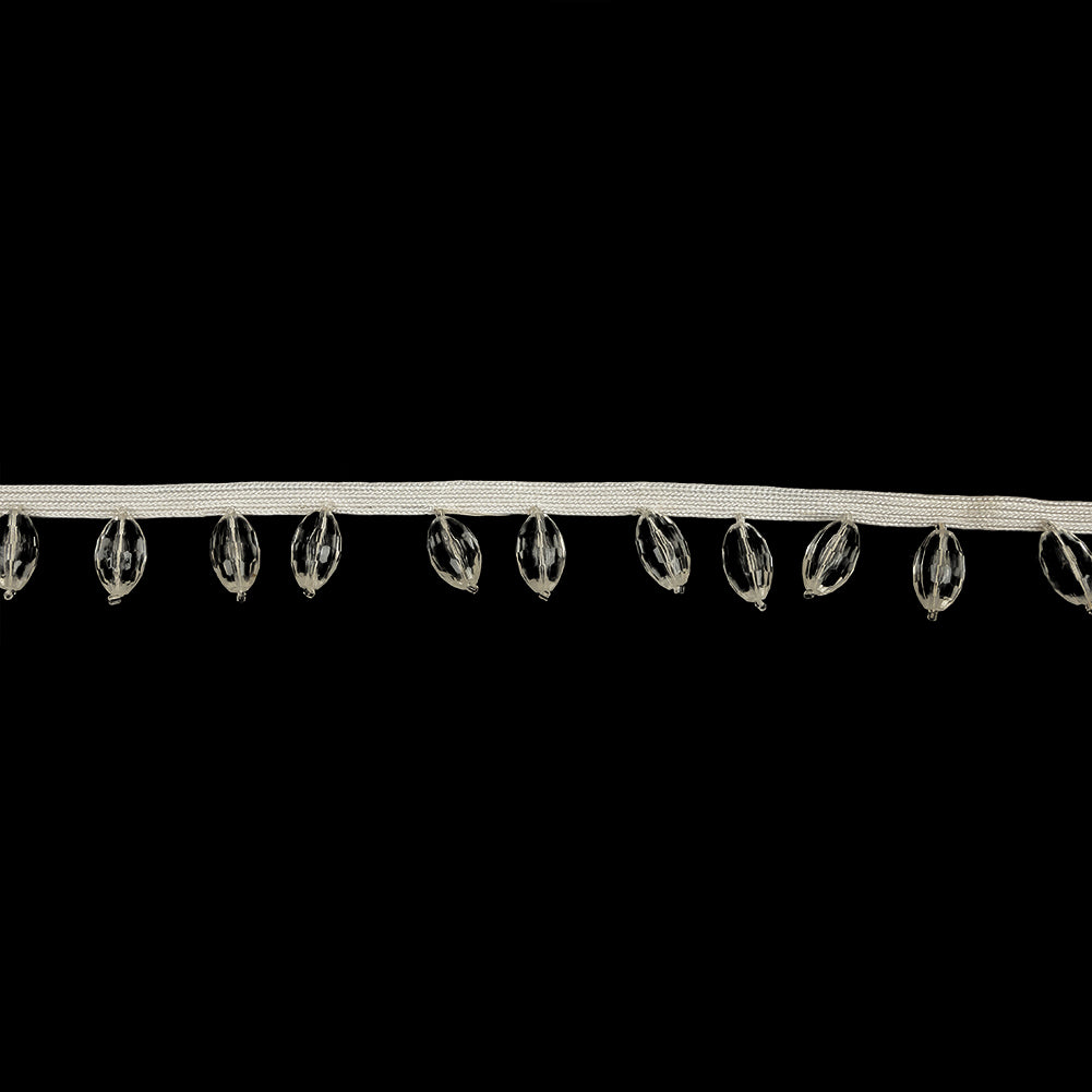 Vintage Crystal Oval Short Beaded Fringe - 1