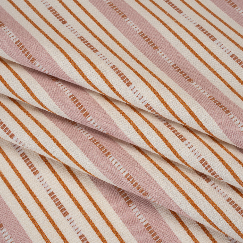 Recycled Polyester Twill Jacquard - Tangerine Stripes and Dashes - British Imported - Joann Fabrics