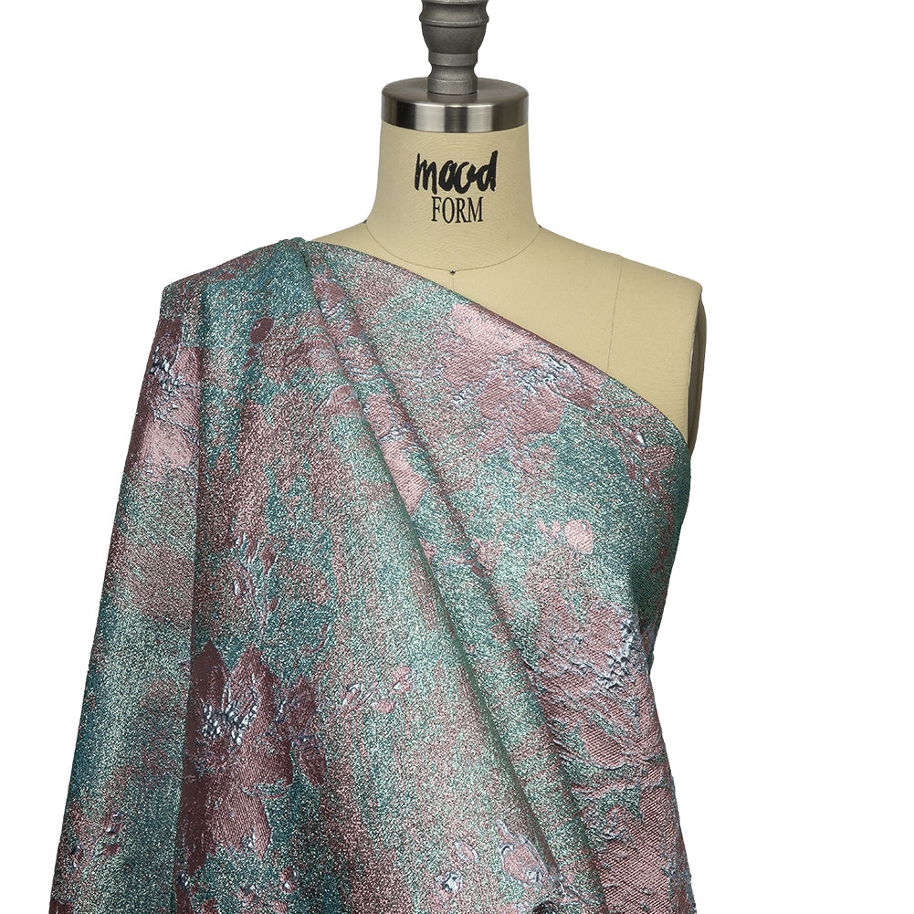 Metallic Pink, Sky and Aqua Crackled Floral Luxury Brocade - Joann Fabrics