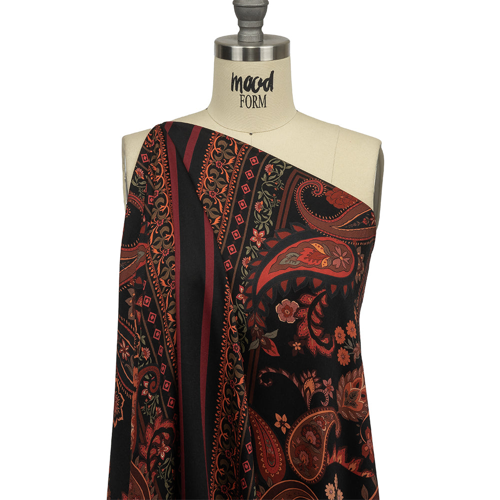 Rayon Challis - Black and Red Paisley - Kaleidoscope Dreams Print - Mood Exclusive Rockland Collection - Joann Fabrics