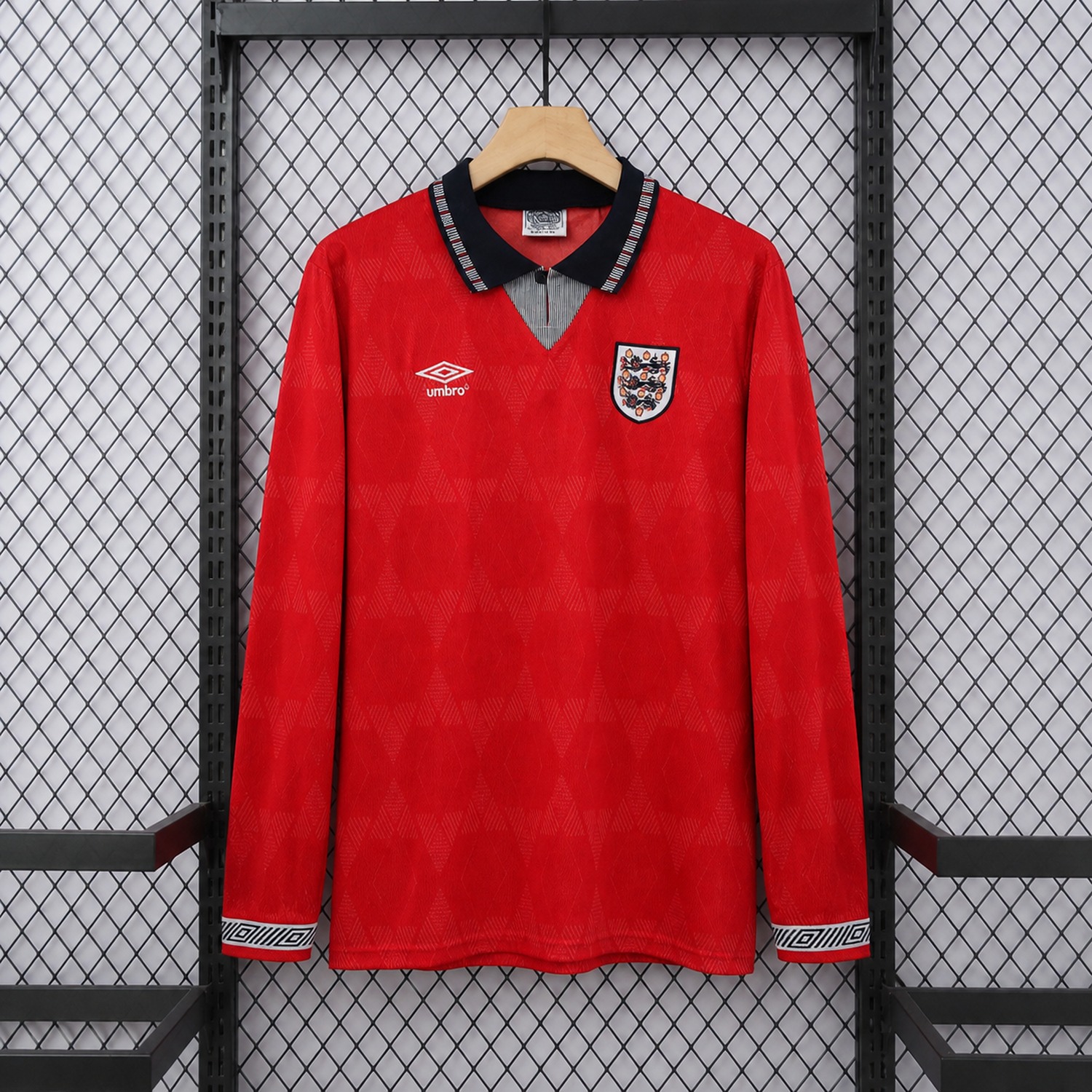 Retro England 1990 Away Long Sleeves Jersey - UnitedFutballJersey