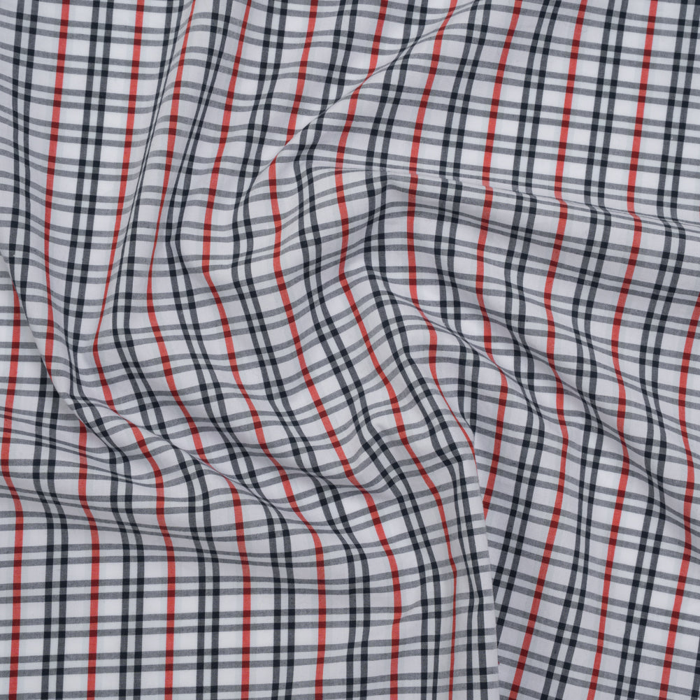 Cotton Shirting - Midnight Navy, Red and White Plaid - Deadstock - Joann Fabrics