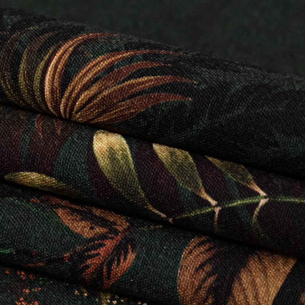 Stretch Polyester Crepe - Dark Green Floral - Verdant Shadows Print - Mood Exclusive Serengeti Collection - Joann Fabrics