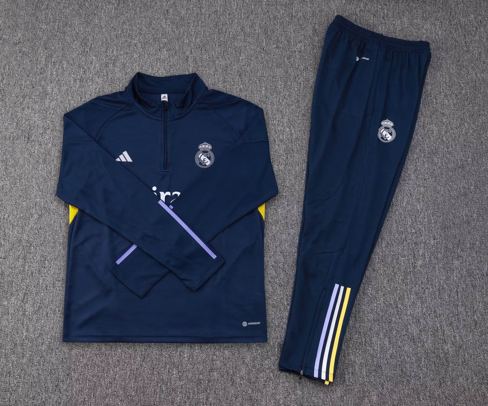 2023/2024 Real Madrid Half-Pull Training Suit Blue Set 1:1 Thai Quality