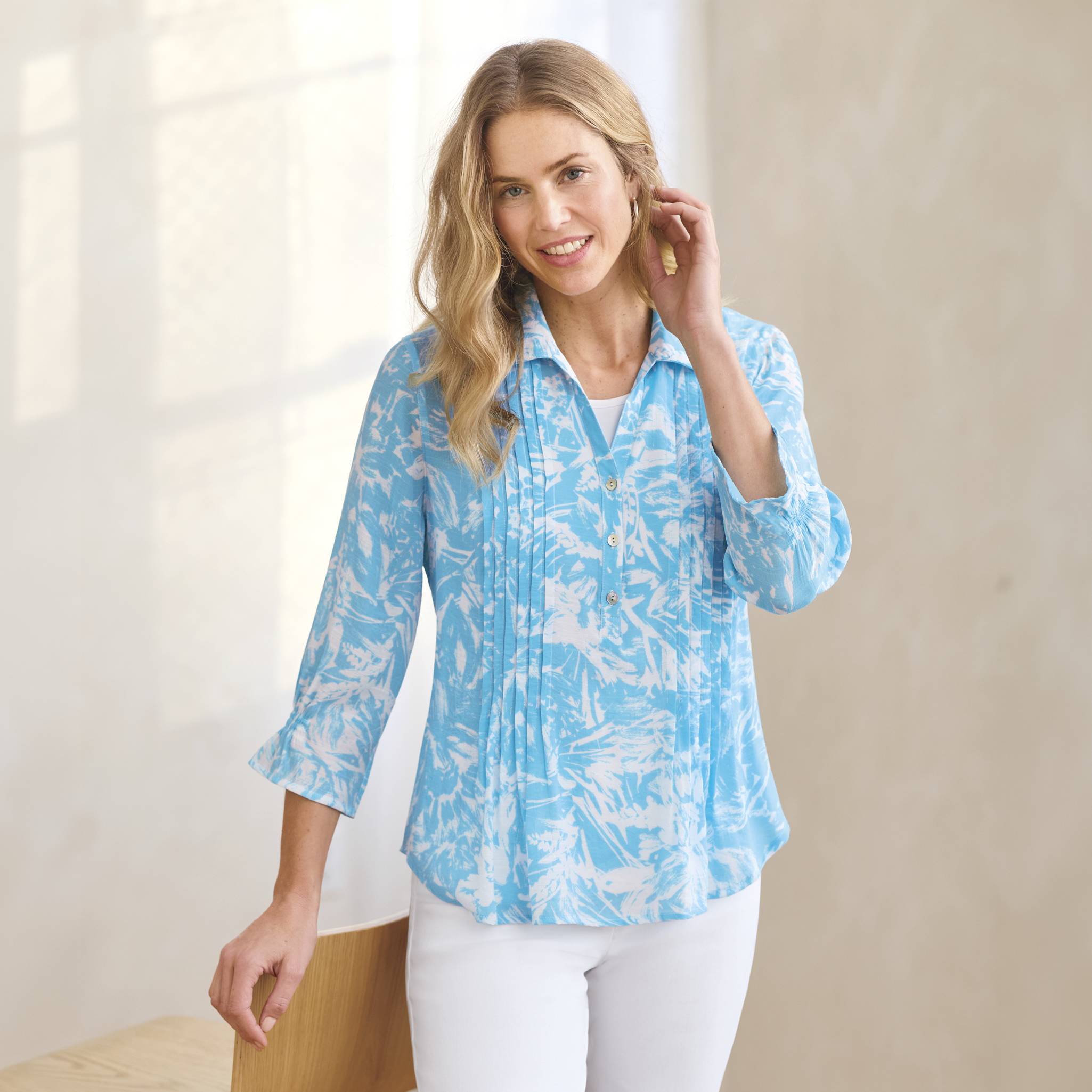 Pintuck Brush Stroke Floral Popover - Northstyle Catalog