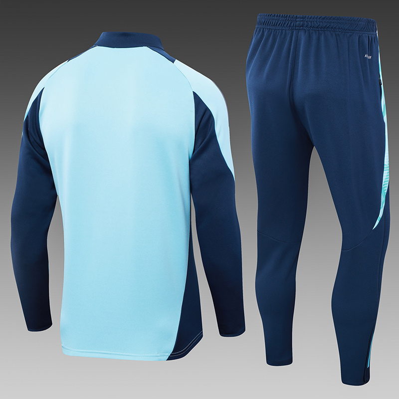 2024/2025 Arsenal Half-Pull Training Suit Baby Blue Football Shirt 1:1 Thai Quality Set