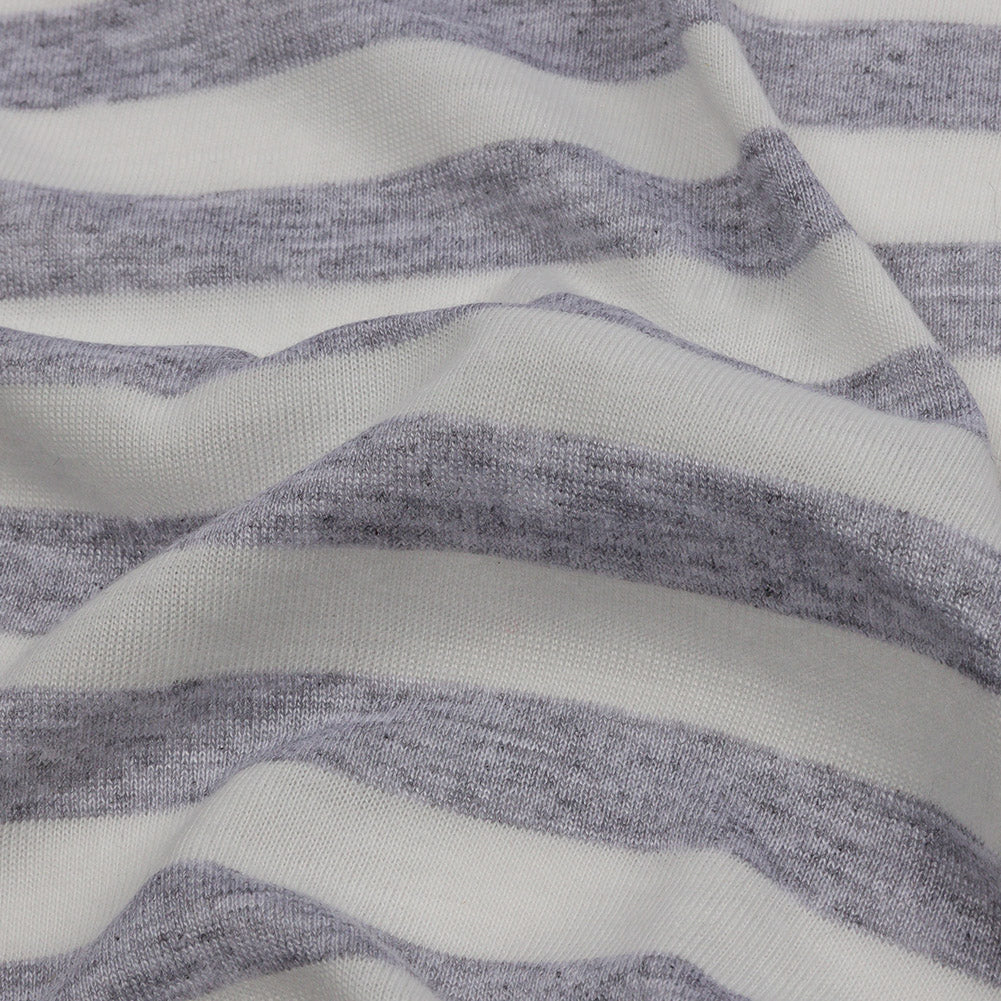 White and Heathered Gray Striped Cotton-Blend Jersey - Joann Fabrics