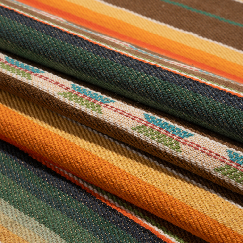 Arizona Brown, Forest and Orange Spools Stripe Cotton Twill - Joann Fabrics