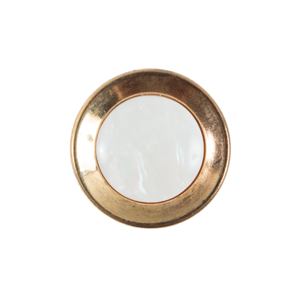 Ivory Pearlized & Gold Rim Plastic Button - 36L/23mm - Joann Fabrics