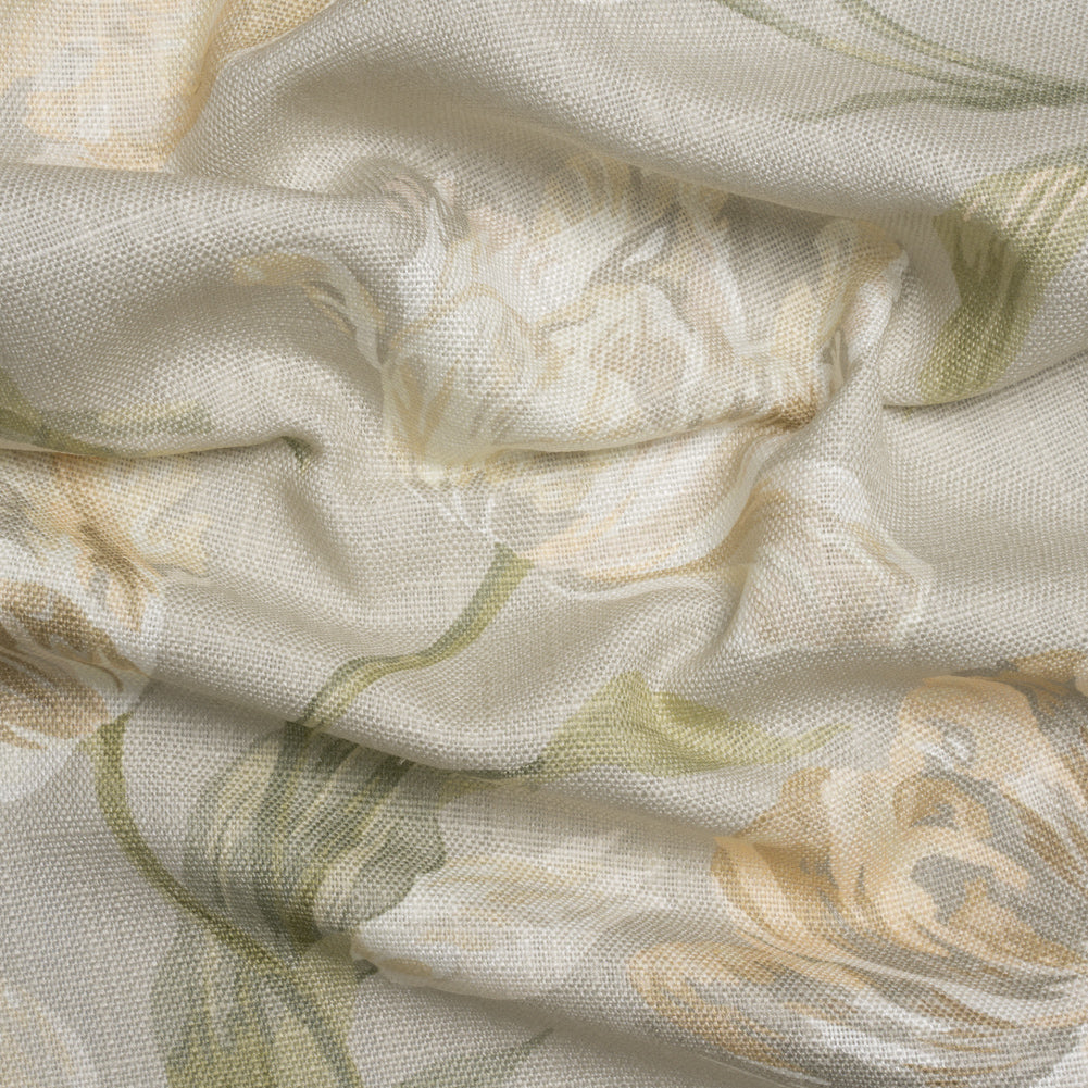 Viscose and Linen Drapery Woven Print - Sage Painting Flowers - British Imported - Joann Fabrics