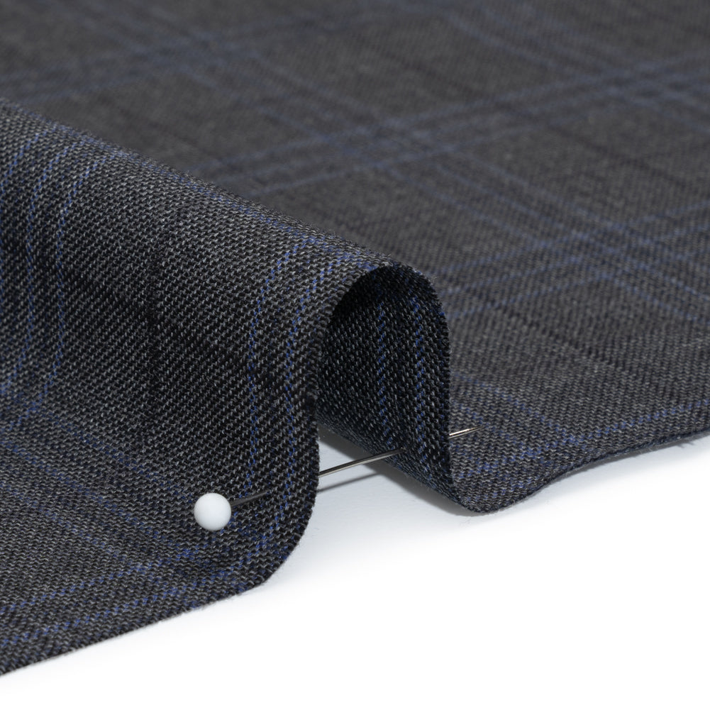 Wool and Silk Suiting - Gray and Blue Plaid - Deadstock - Joann Fabrics