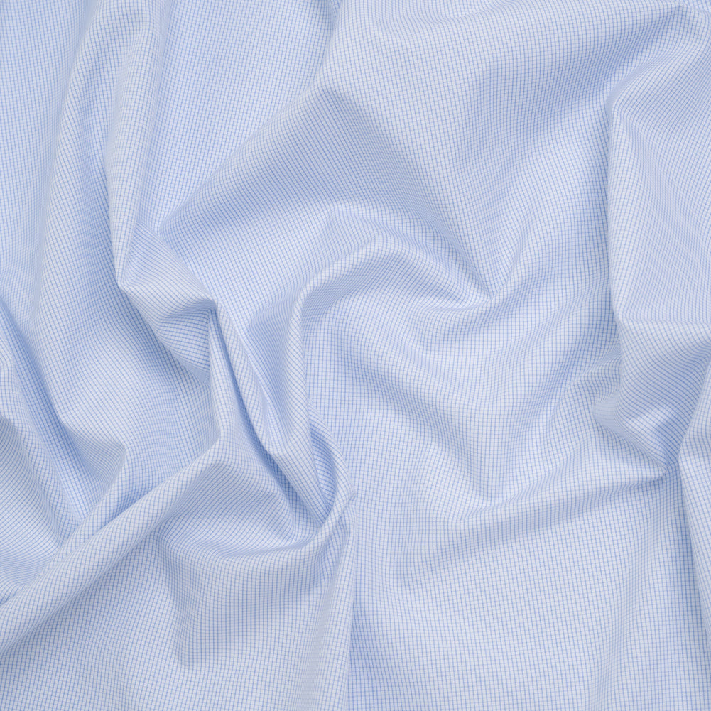 Cotton Shirting - Light Blue and White Micro Checks - Designer Deadstock - Joann Fabrics