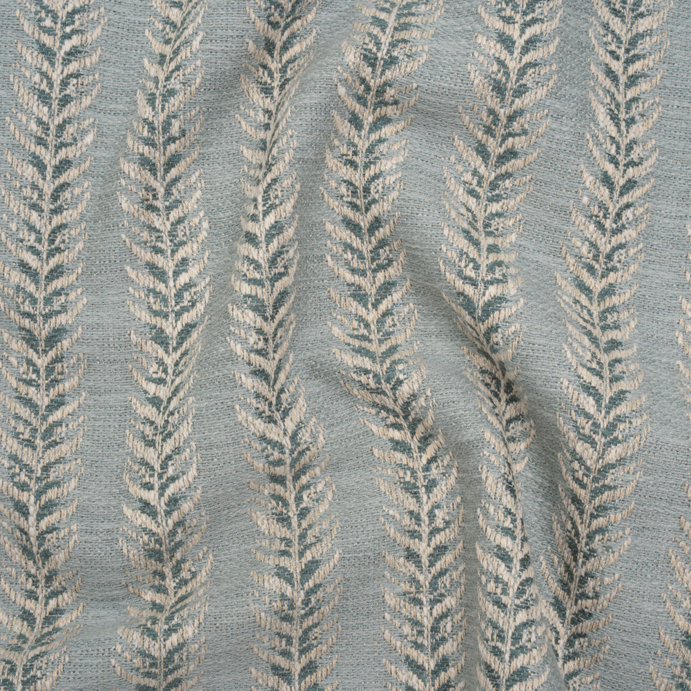 Polyester and Cotton Home Decor Jacquard - Teal Leafy Vine Stripes - British Imported - Joann Fabrics