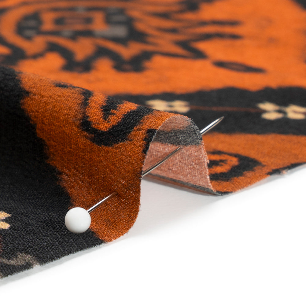 Sustainable Viscose Crepe Print - Orange and Black Floral Ogees - Mood Exclusive Salem Surroundings - Joann Fabrics