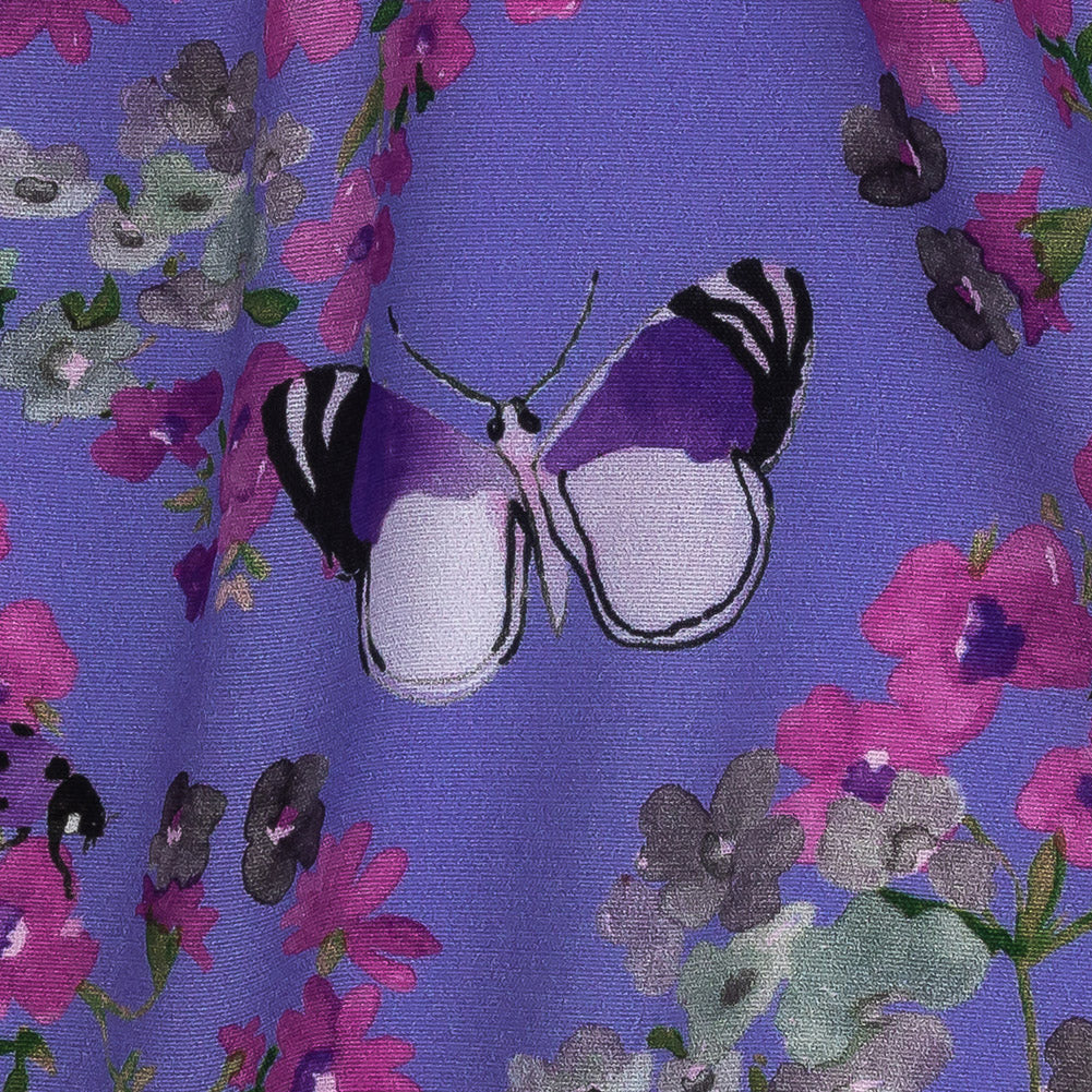 Sustainable Viscose Woven Print - Lavender Butterflies and Flowers - Mood Exclusive Mariposa Oasis - Joann Fabrics