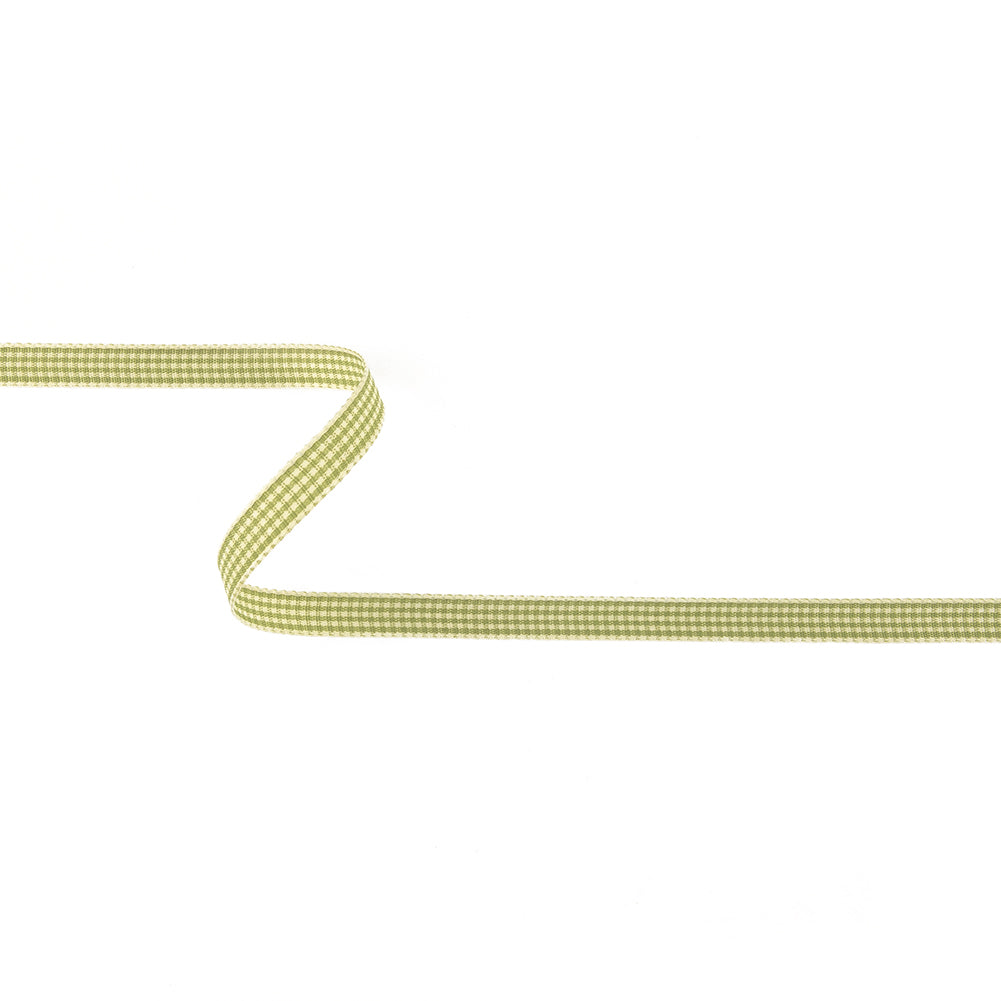 Lime and Cream Houndstooth Check Woven Ribbon - 0.375