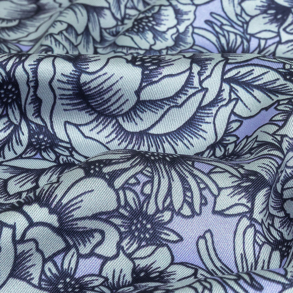Polyester Twill Print - Pale Blue Florals - Mood Exclusive Calming Quest - Joann Fabrics