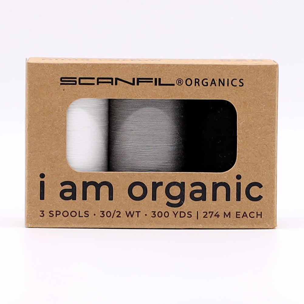 SCANFIL® 30wt Organic Pima Cotton Thread Trio Set - 3ct 300yd Spools - Achromatics - Joann Fabrics