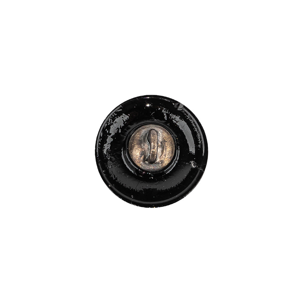 Vintage Blue Iris and Black Classical Shank Back Glass Button - 22L/14mm - Joann Fabrics