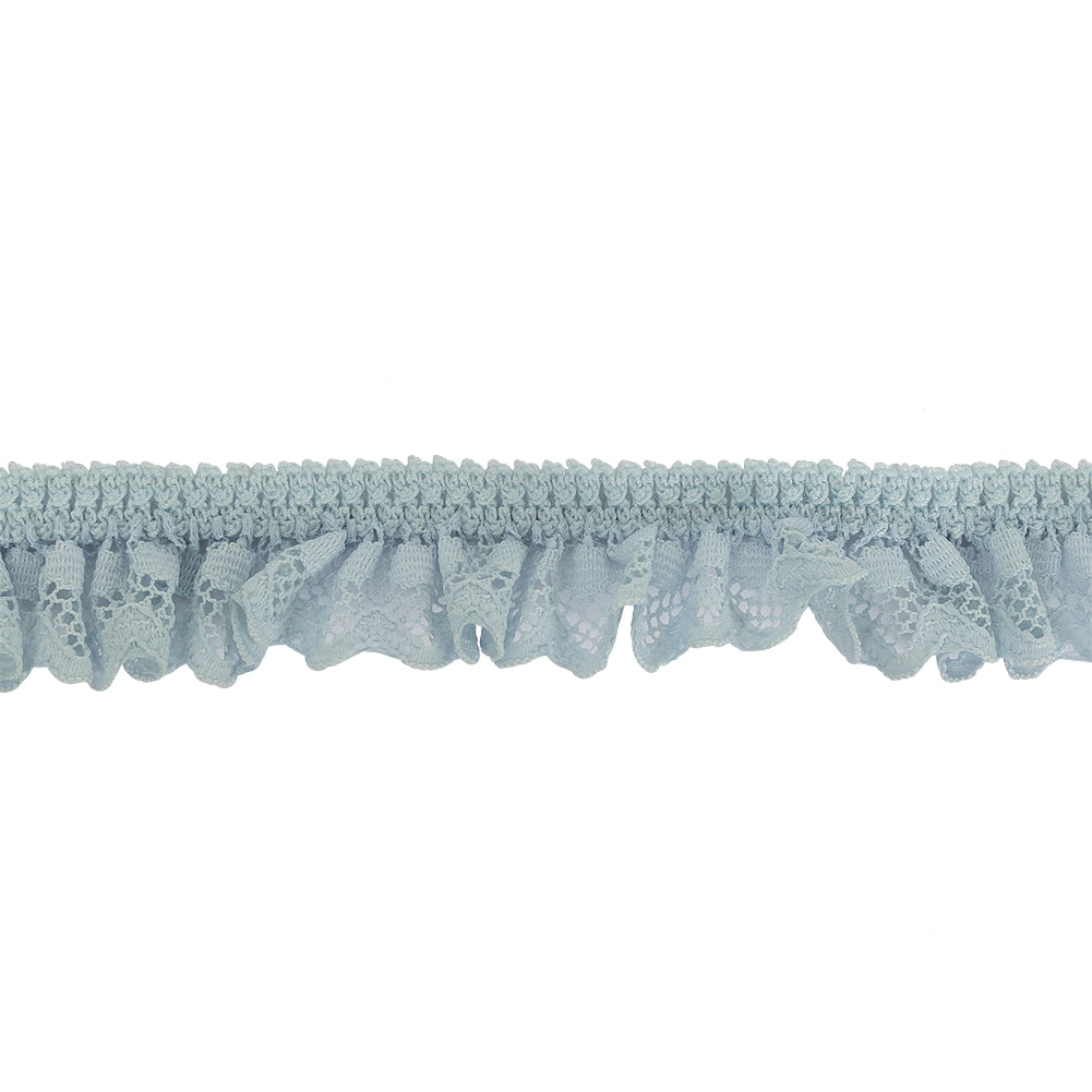 Baby Blue Ruffled Stretch Lace Trimming - 1