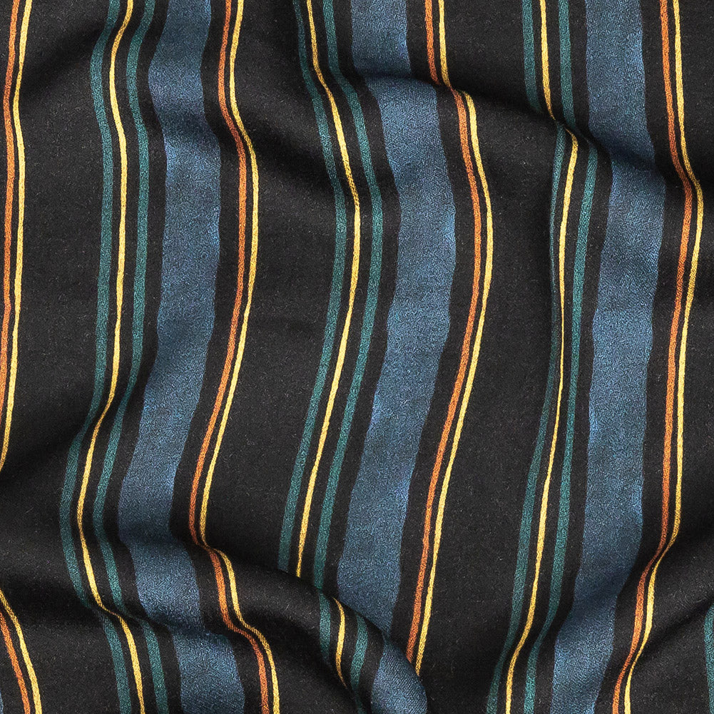 Rayon Challis - Navy and Blue Stripes - Linear Transcendence Print - Mood Exclusive Tumunyana Collection - Joann Fabrics