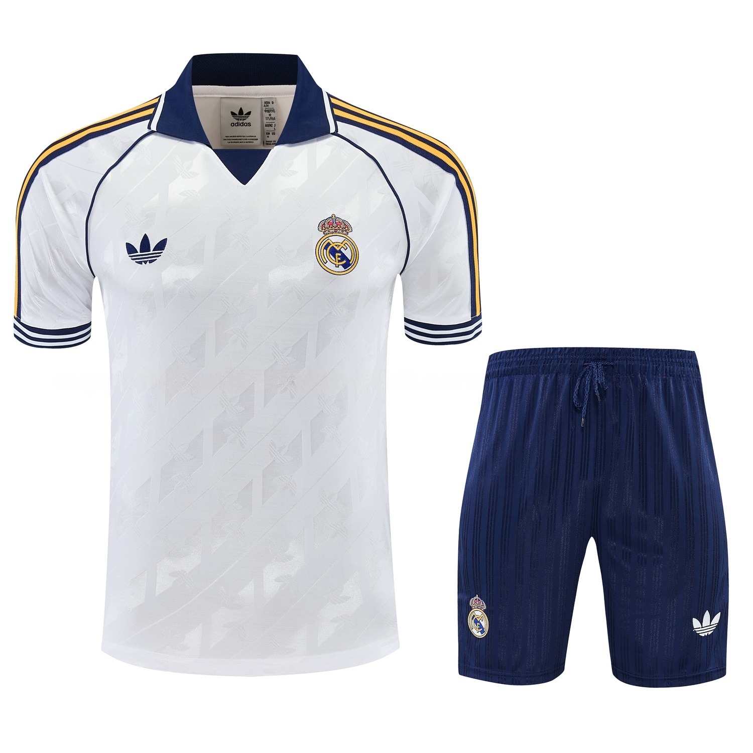 Real Madrid 26-27 Short-Sleeve Training Set - White Top & Navy Blue Shorts - UnitedFutballJersey