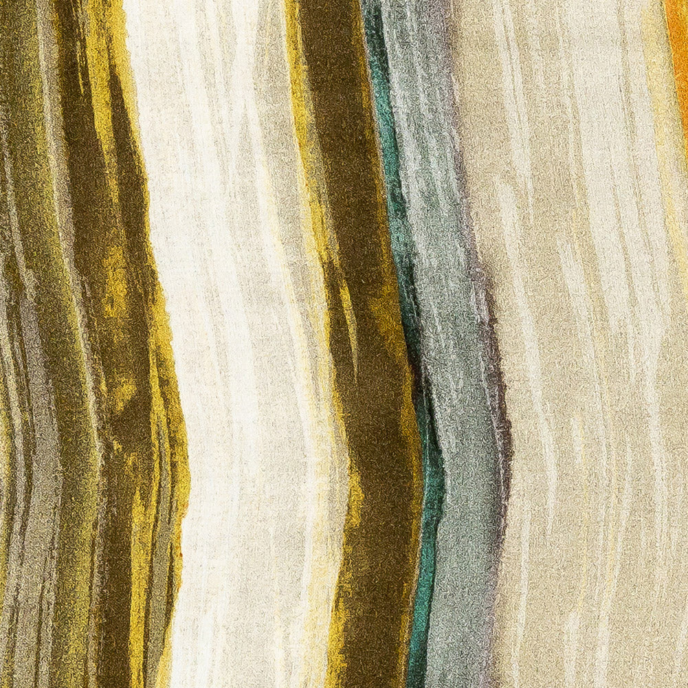Rayon Challis - Yellow and Royal Blue Painted Stripes - Nilotic Wasteland Print - Mood Exclusive Tumunyana Collection - Joann Fabrics