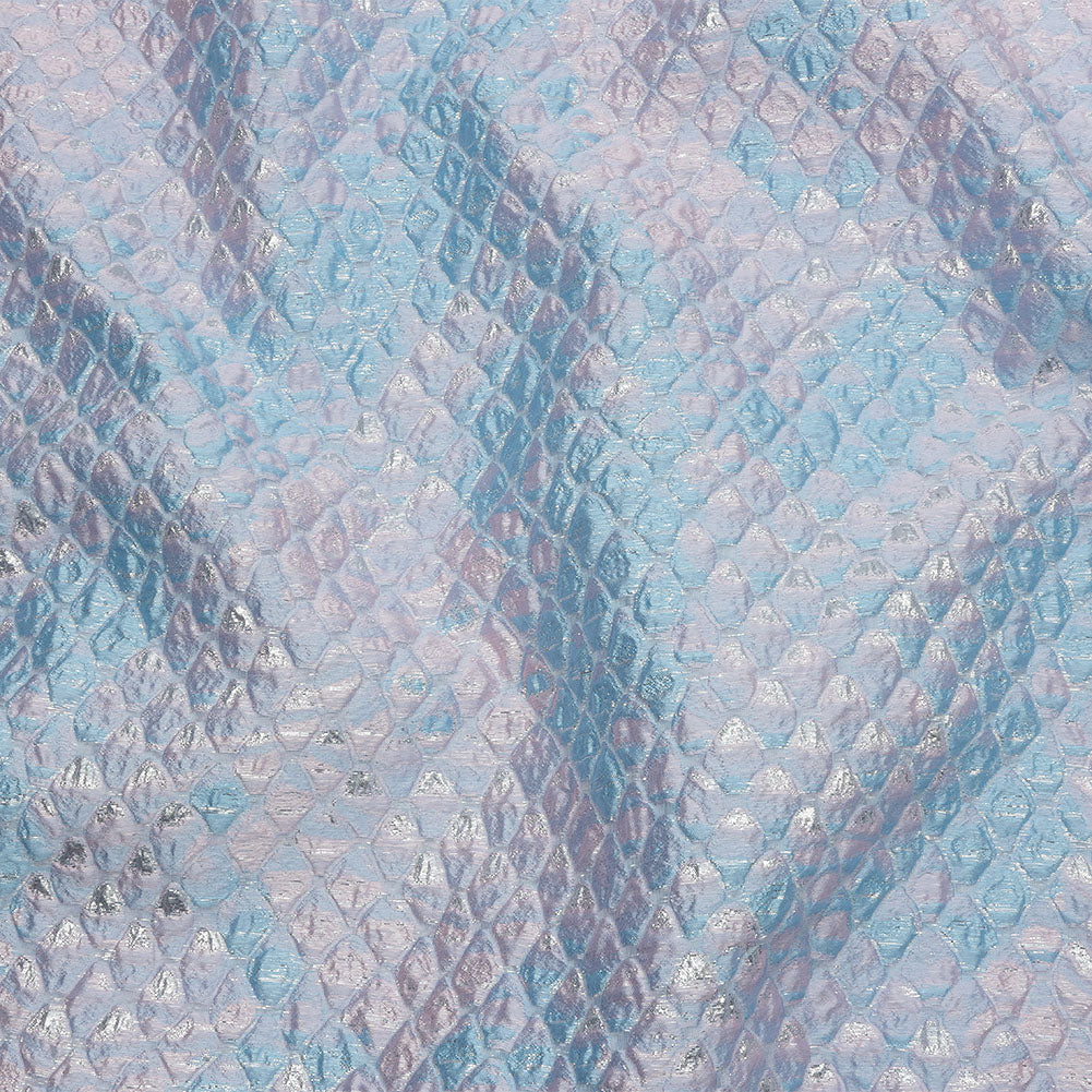 Metallic Gold, Pink, and Pale Blue Abstracted Scales Luxury Brocade - Joann Fabrics