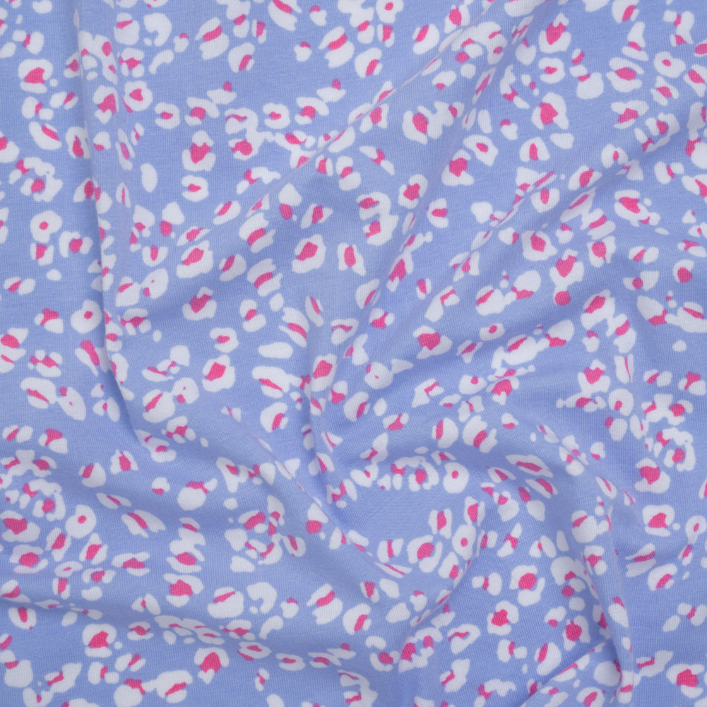 Stretch Cotton and Modal Jersey - Periwinkle, White and Pink Animal Spots - Deadstock - Joann Fabrics