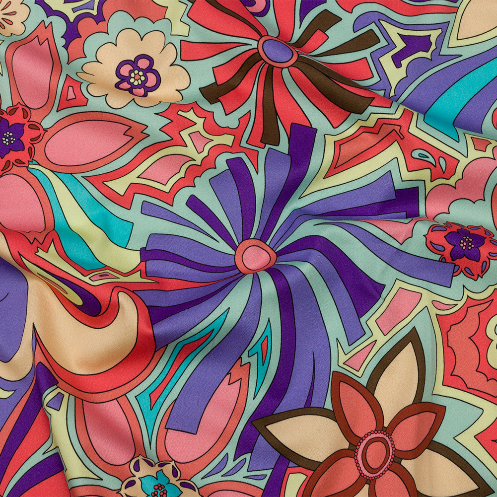 Stretch Cotton Sateen - Red and Purple Floral - Holy Grail Print - Mood Exclusive Groove Collection - Joann Fabrics