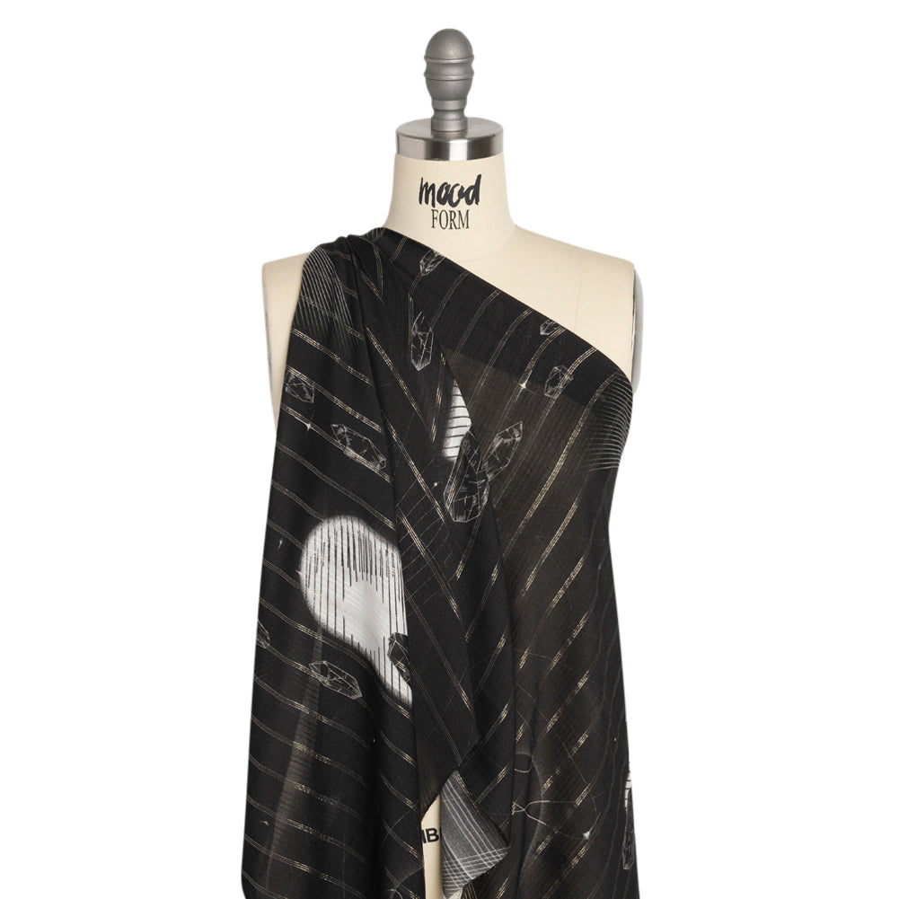 Mood Exclusive Black Tour de Quartz Metallic Pinstriped Viscose Dobby - Joann Fabrics