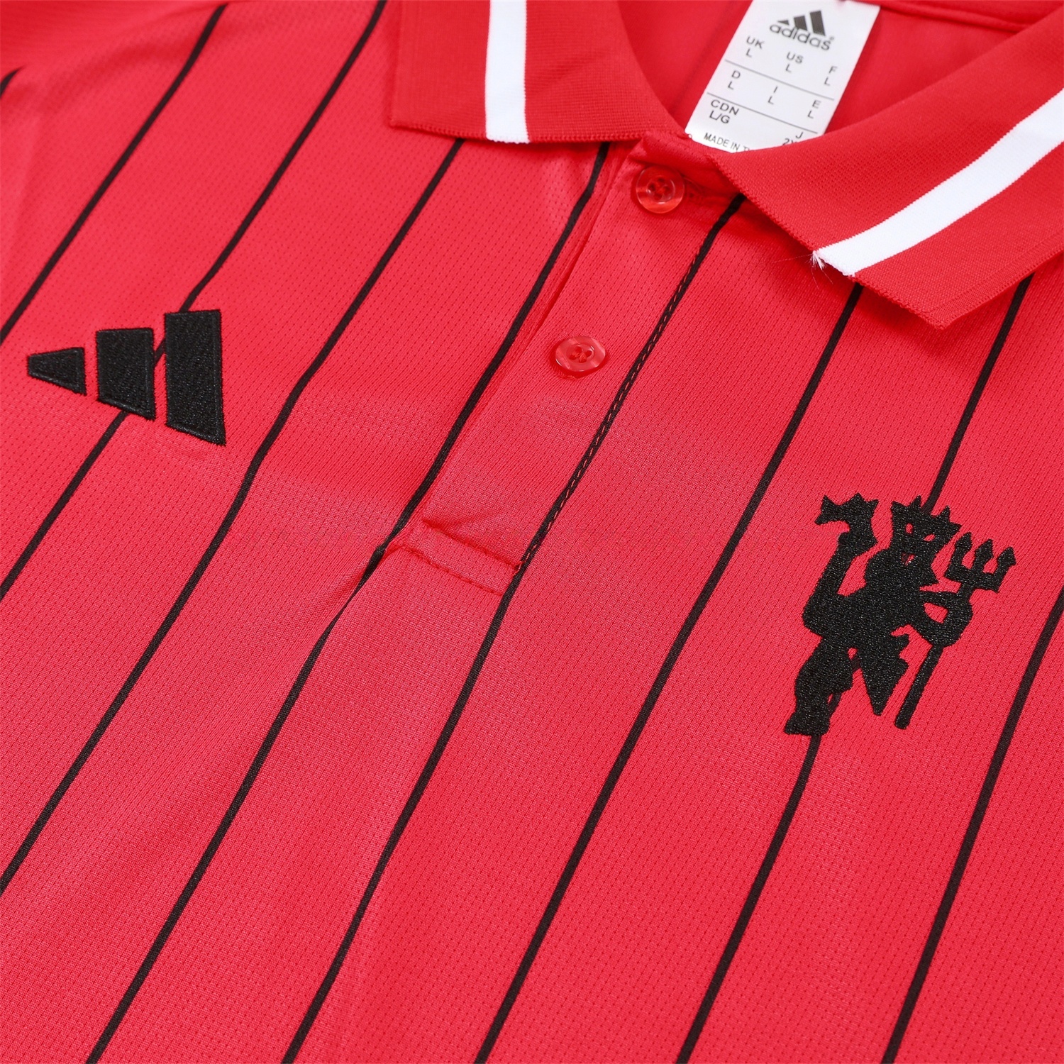 Manchester United 25-26 POLO Short-Sleeve Training Set - Red Top and Black Pants - UnitedFutballJersey