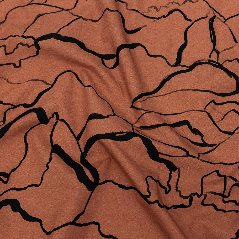 Mood Exclusive Carmine Rose Mountain Brushstrokes Cotton Poplin - Joann Fabrics