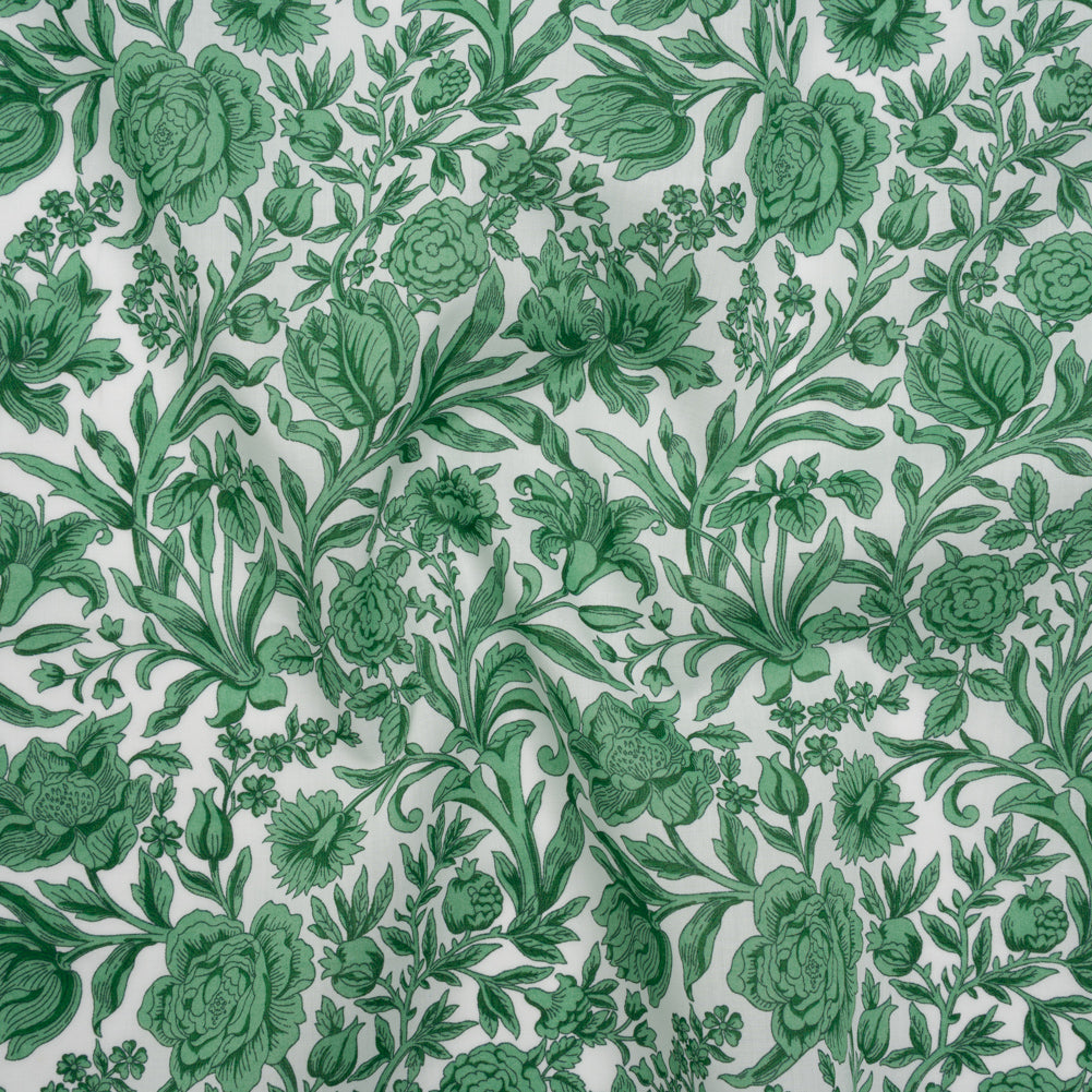 Liberty Fabrics Tana Lawn® - Sambourne Green - Dark Mint Green and White Fancy Roses - Joann Fabrics