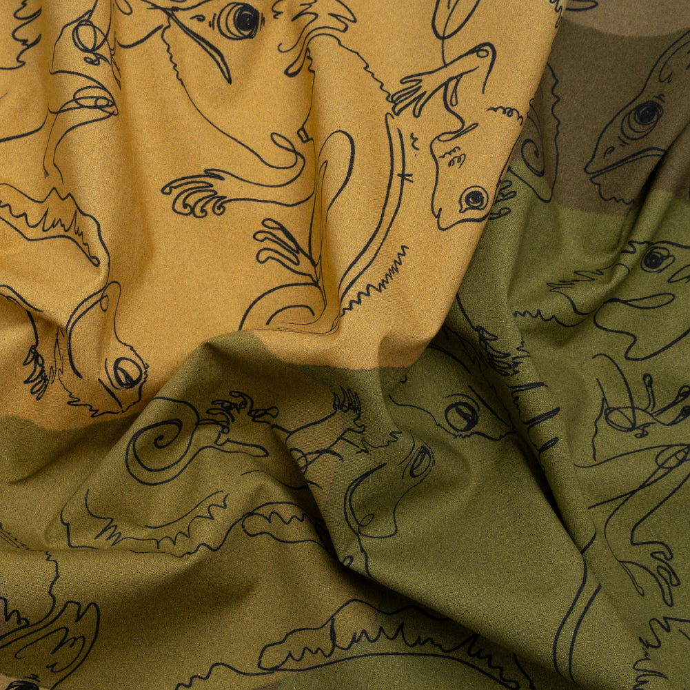 Stretch Cotton Poplin Print - Green Chameleons - Mood Exclusive Commander of Camouflage - Joann Fabrics