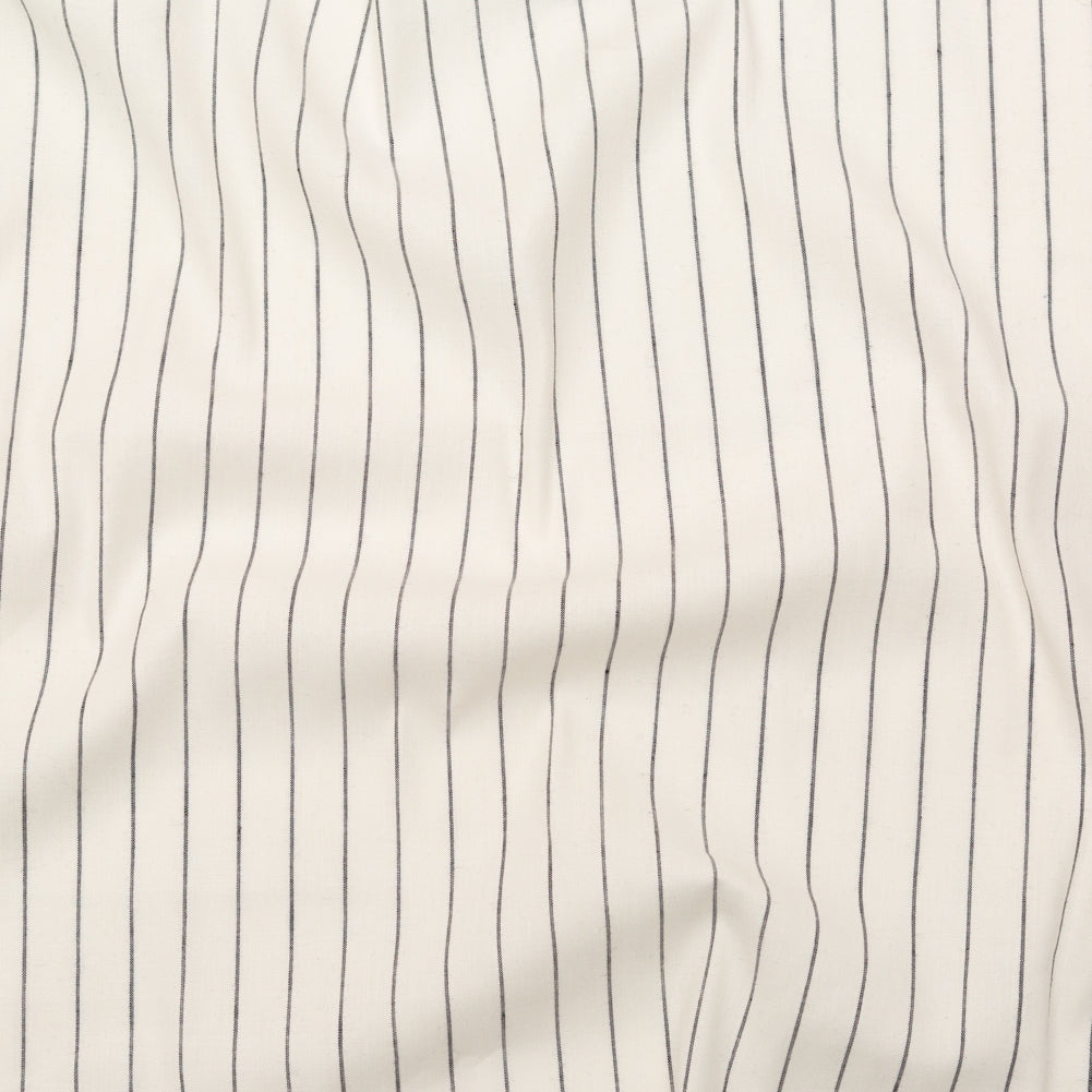 Stretch Linen - Metallic Silver and Black Stripes on White - Lindasol Collection - Joann Fabrics