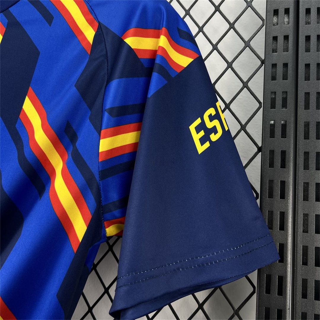 Spain 2026 Royal Blue And Yellow Stripes Pre-match Jersey - Fans Version - UnitedFutballJersey