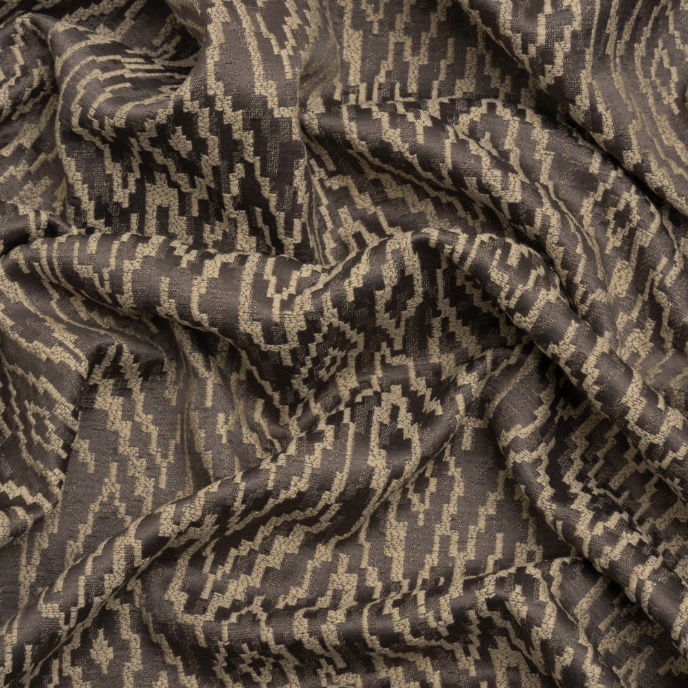 Geometric Recycled Polyester and Cotton Drapery Jacquard - Flint - British Imported - Joann Fabrics