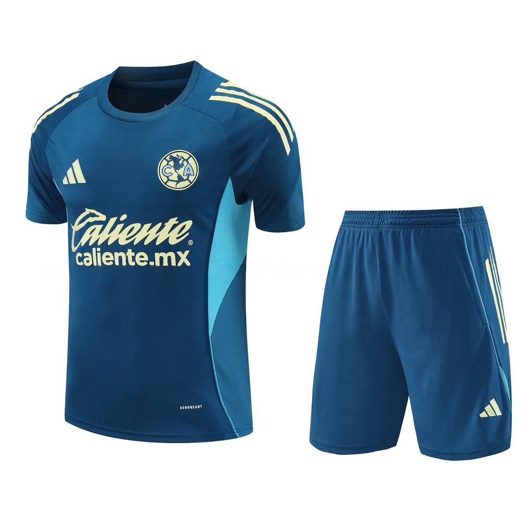 Club América 25-26 Short-Sleeve Training Set - Deep Blue Top & Deep Blue Shorts - UnitedFutballJersey