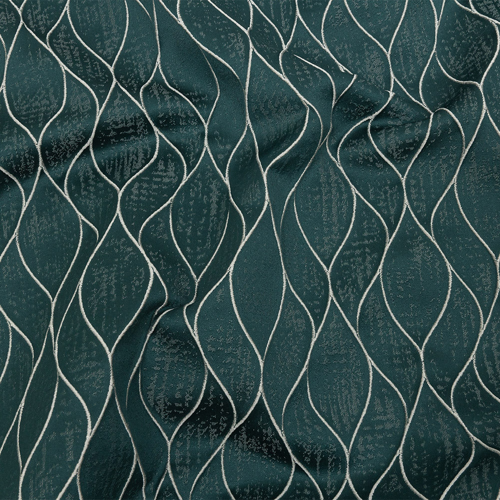 Polyester Jacquard - Emerald Leafy Lines - British Imported - Joann Fabrics