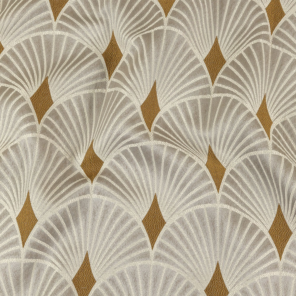 Drapery Jacquard - Ochre Maze of Fans - British Imported - Joann Fabrics