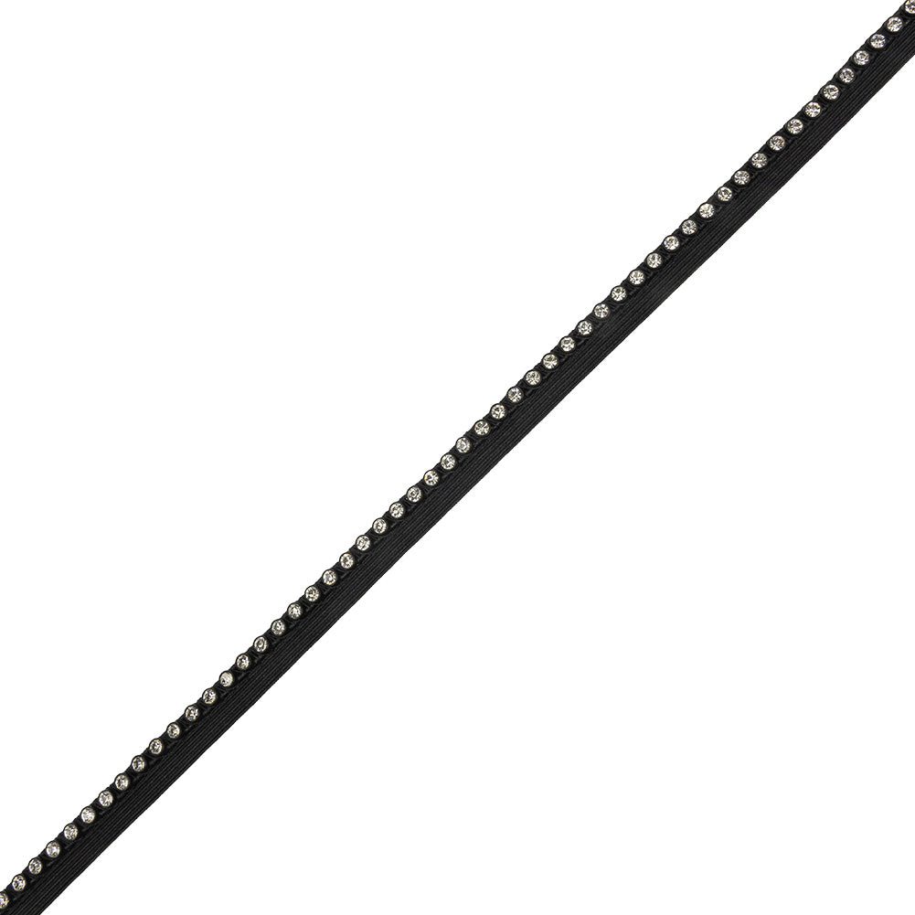 Vintage Crystal and Black Stretch Rhinestone Piping - 0.375