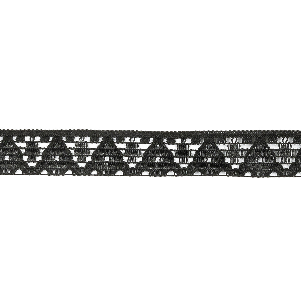 Black Bean Geometric Lace Trim - 0.4375