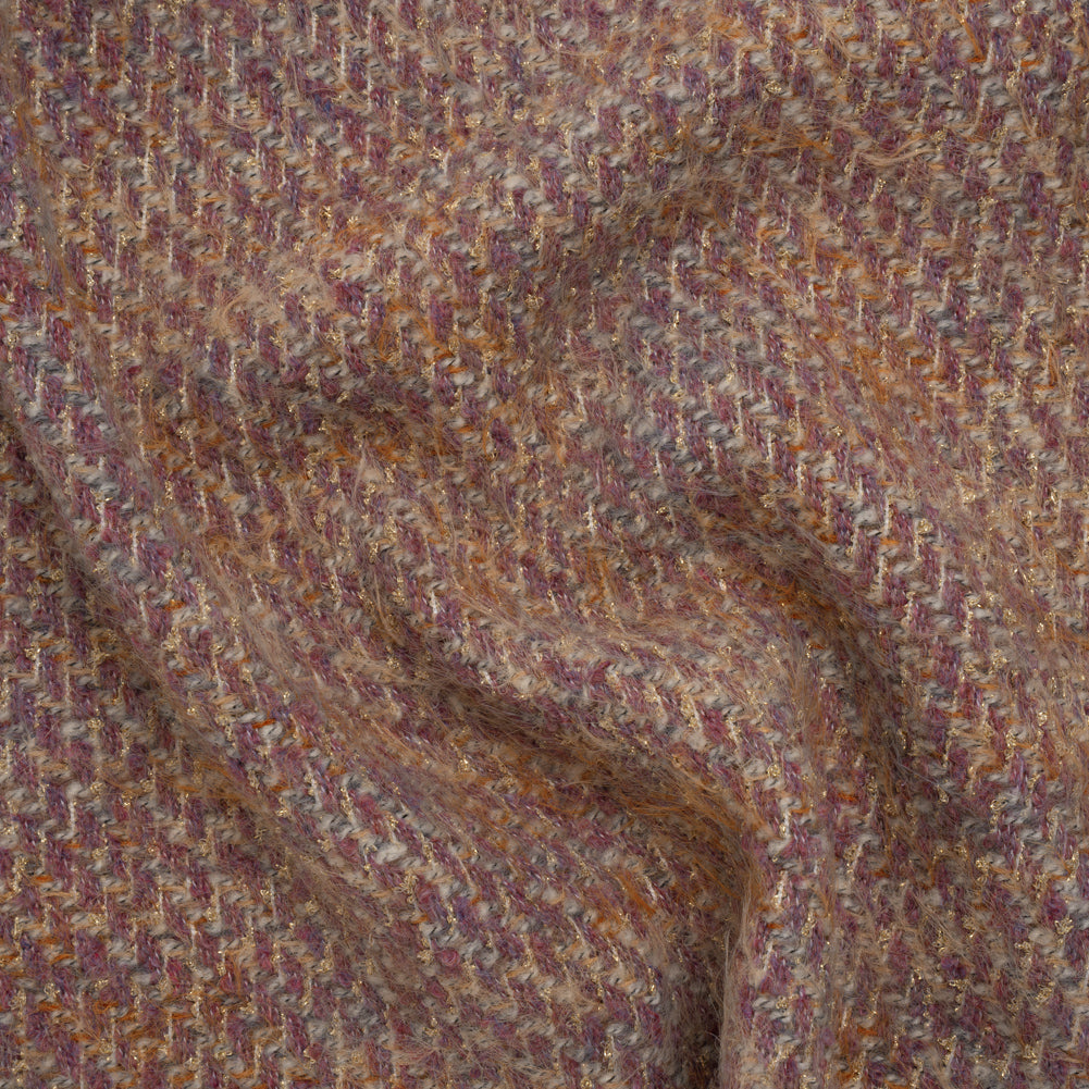 Fuzzy Polyester and Wool Blend Woven Metallic Tweed - Beige, Pink and Gold - Joann Fabrics
