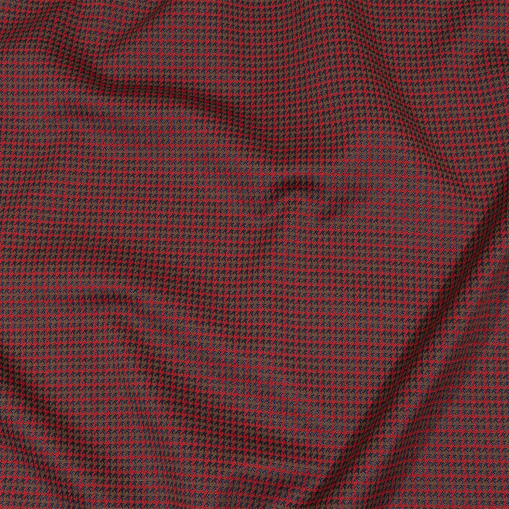 Balenciaga Italian Red, Navy and Brown Checked Stretch Nylon and Viscose Jacquard Knit - Joann Fabrics