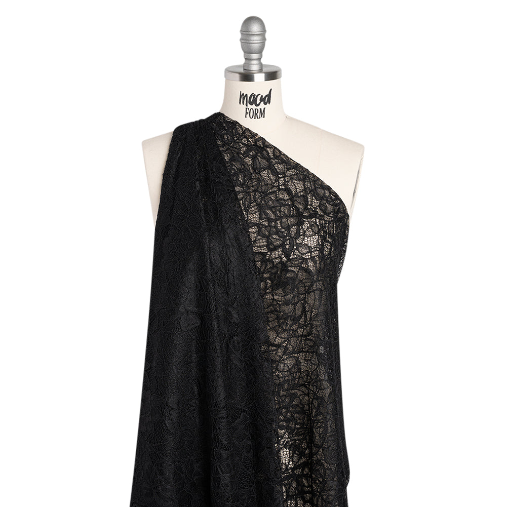Corded Lace with Finished Edge - Black Sweeping Roses - Joann Fabrics