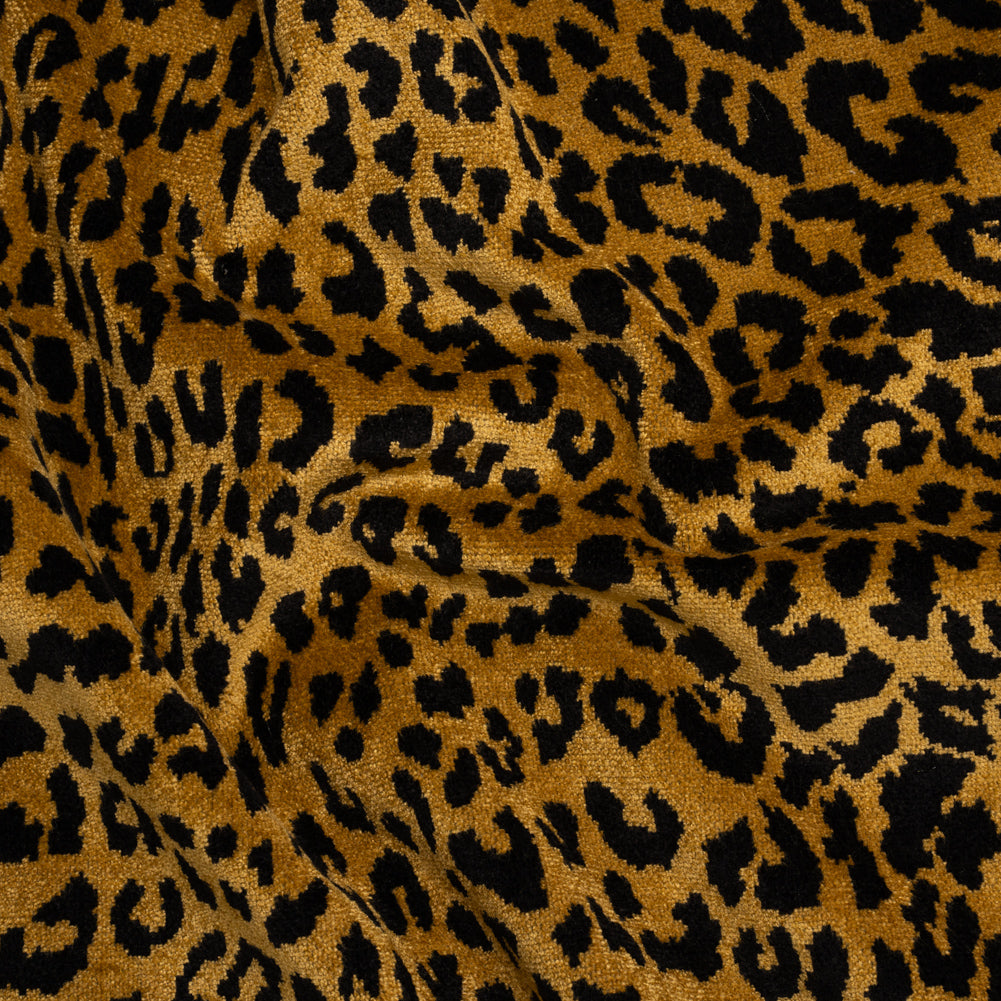 Gold and Black Leopard Spots Viscose and Polyester Upholstery Chenille - Joann Fabrics