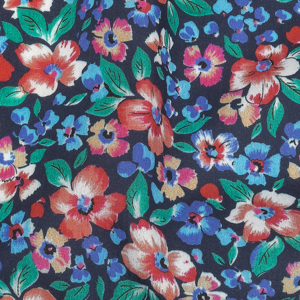 Cotton Poplin Print - Navy and Red Floral - Mood Exclusive Blooming Heat - Joann Fabrics