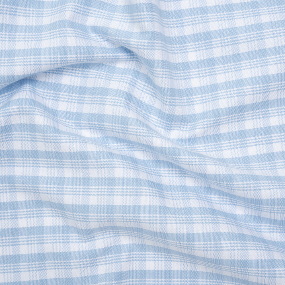 Cotton Oxford Shirting - Baby Blue and White Plaid - Deadstock - Joann Fabrics